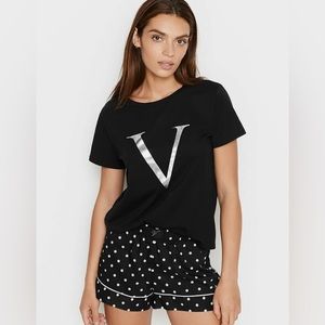 Victoria’s Secret Black and White Polka Dot Pajama Set